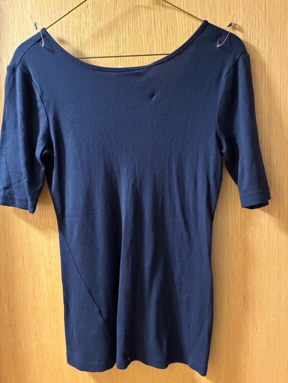 Classic Women's Navy Short-Sleeve Top with Open Back